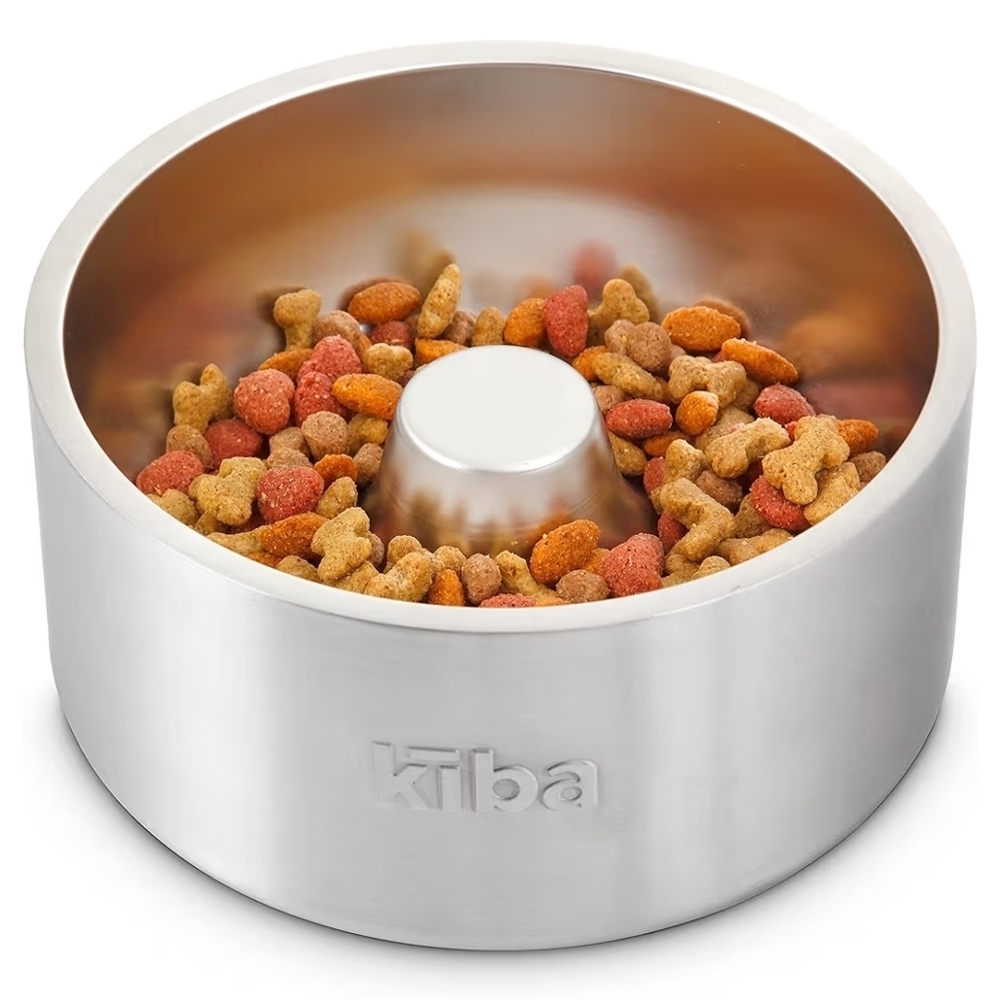 Kiba Ozark Stainless Steel Slow Feeder Dog Bowl 8" Non-Slip